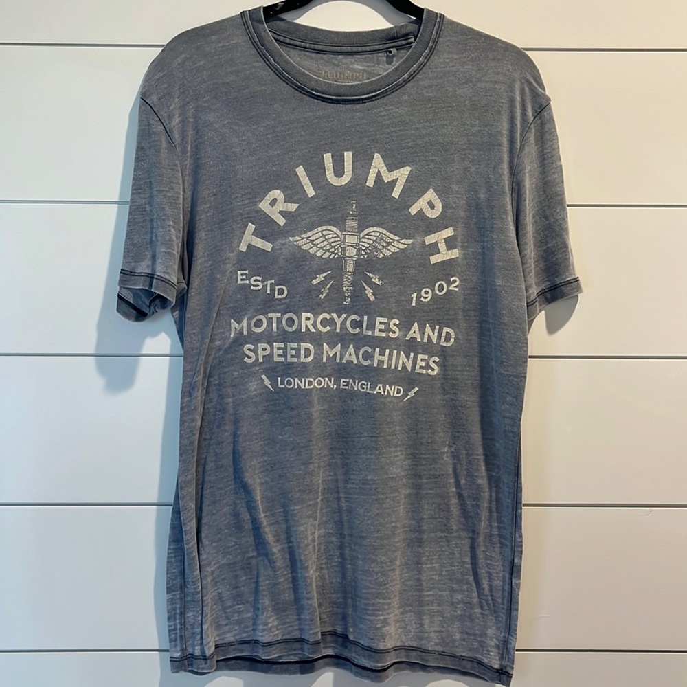 Lucky Brand motorcycle Triumph burn-out T-shirt Medium